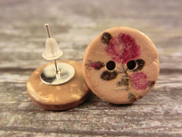 Blumen Kokos Knopf Ohrstecker Rosen Flower